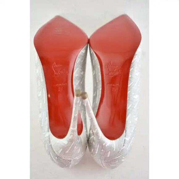 Christian Louboutin Pigalle Follies 100 Patent CL White Silver Heel Pump Shoe 39 - Picture 12 of 12